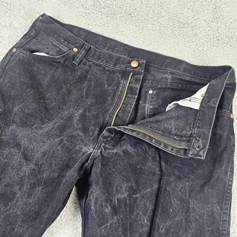 Wrangler Cowboy Cut Jeans Mens 40x30 Black Acid Wash Straight Leg Denim 13MWZWK